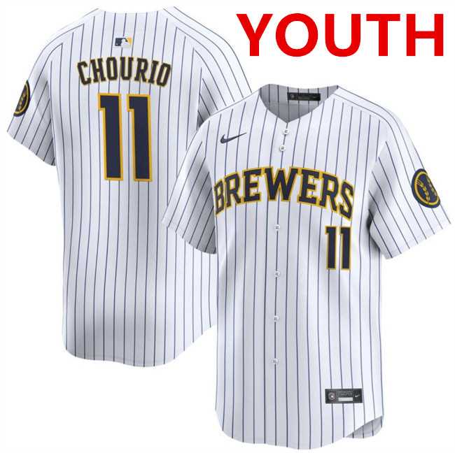 Youth Milwaukee Brewers #11 Jackson Chourio White 2024 Alternate Limited Stitched Baseball Jersey->mlb youth jerseys->MLB Jersey